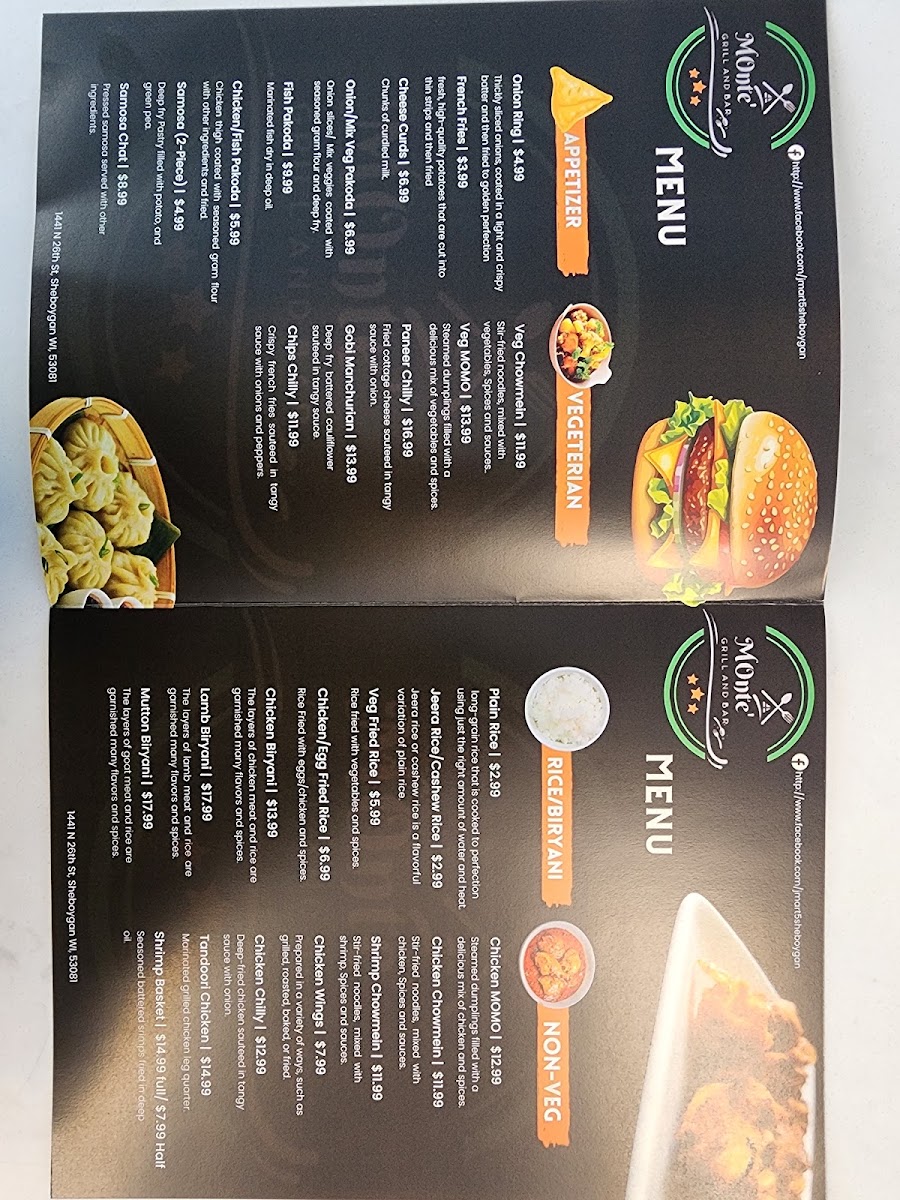 Monte's Grill and Bar menu board