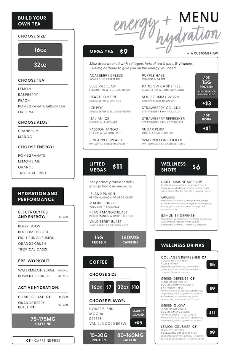 Avon Nutrition menu board
