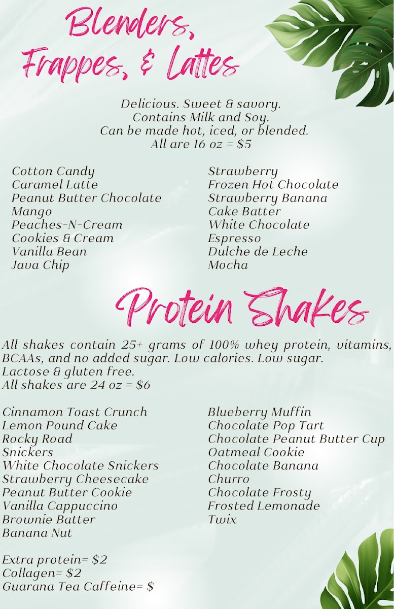 BeachFit Fuel menu board