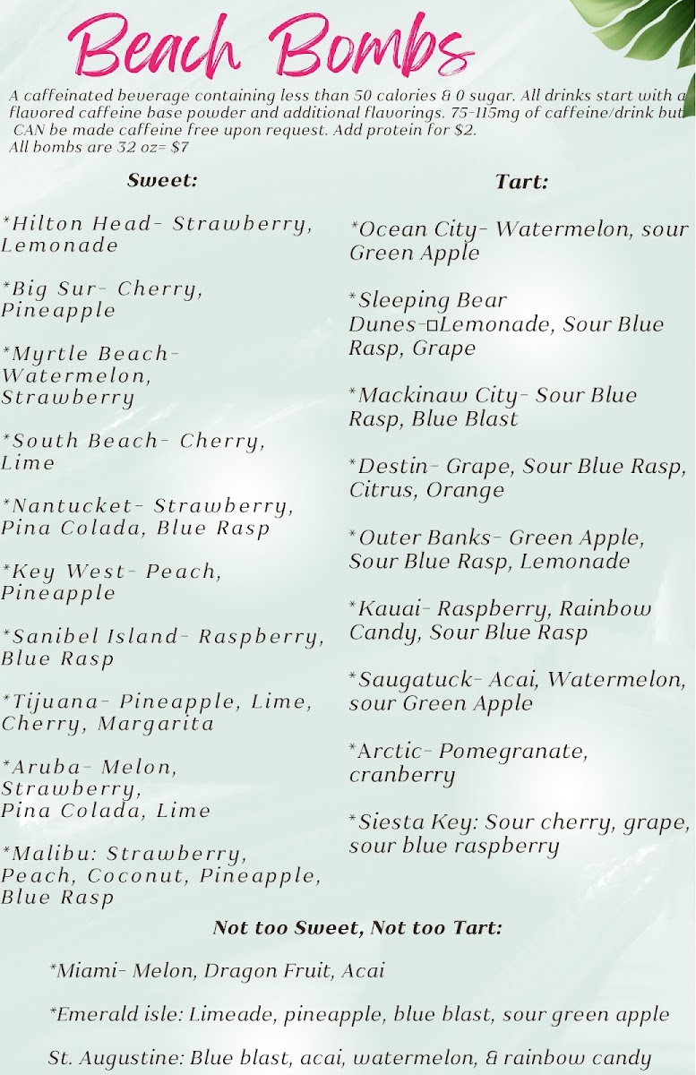 BeachFit Fuel menu board