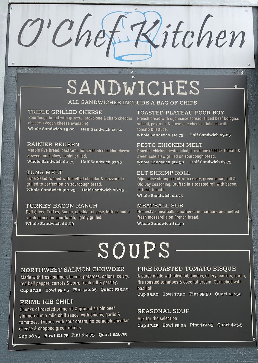 O’Chef Country Kitchen menu board