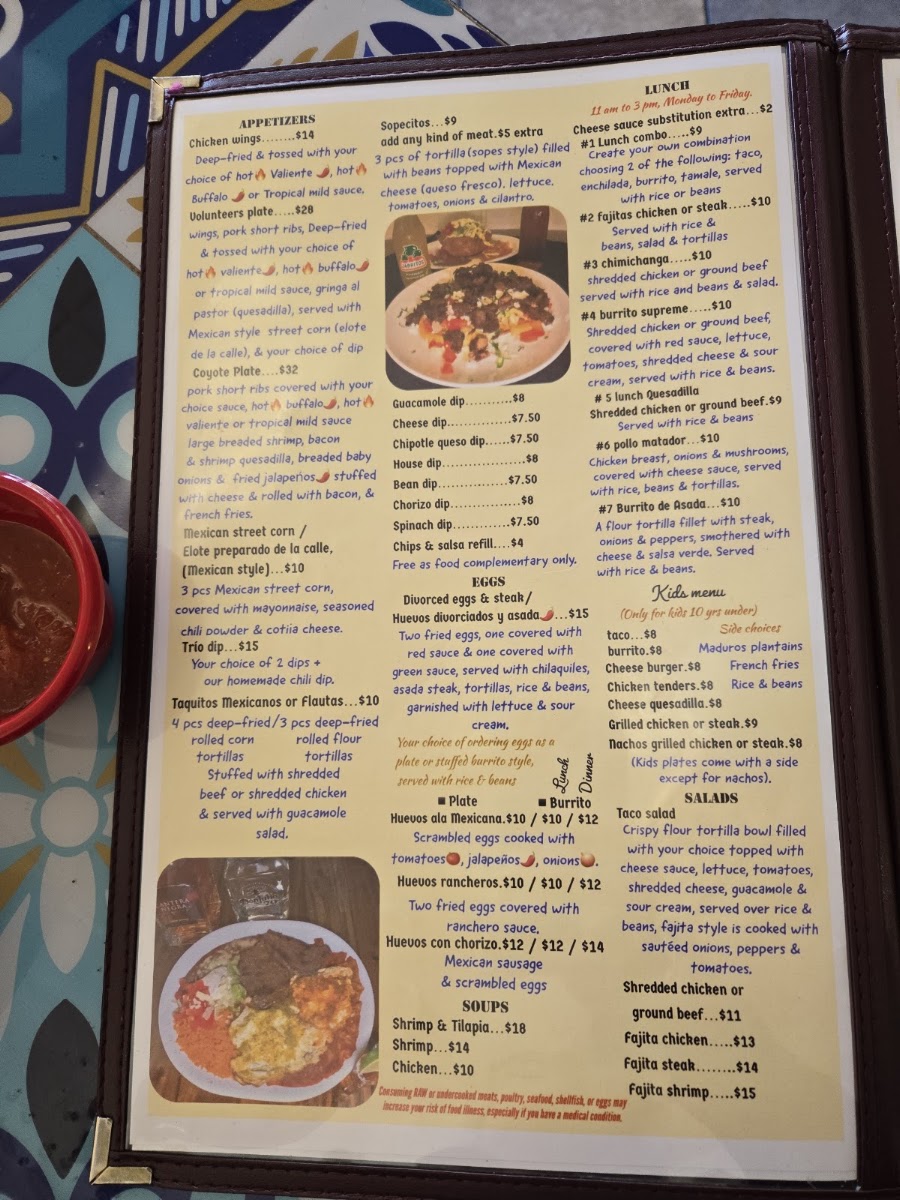 O! Chulos Grill & Bar menu board