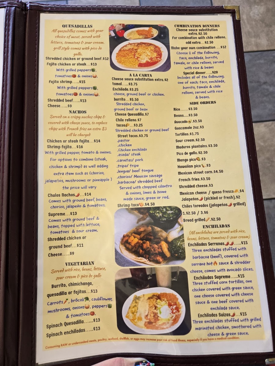 O! Chulos Grill & Bar menu board