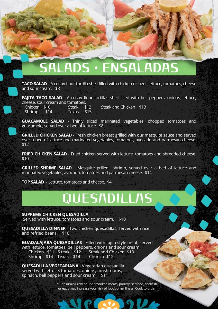 Raul's Mexican Restaurant menu board