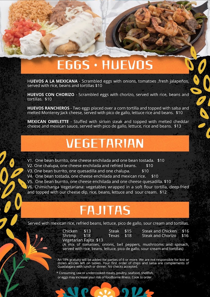 Raul's Mexican Restaurant menu board