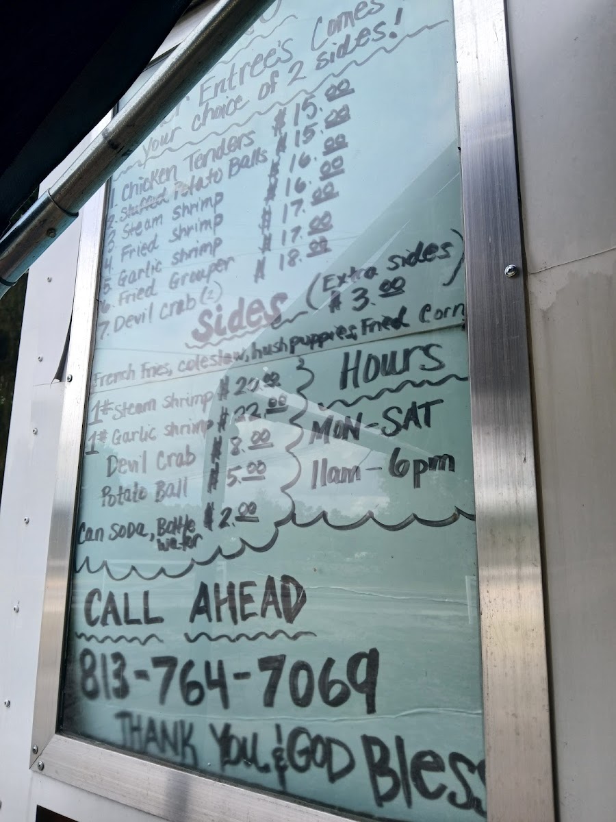 Linda's Crab Shack ( Food Truck) menu board
