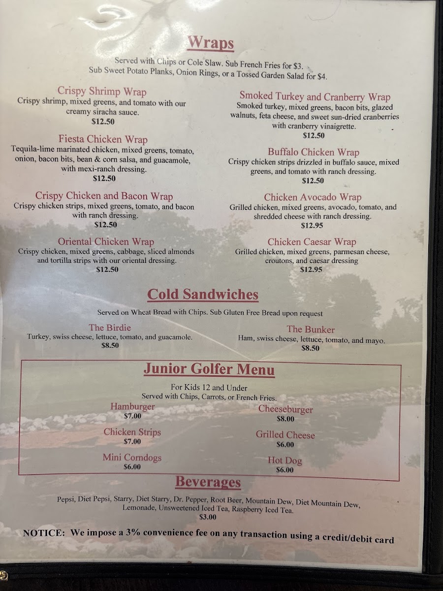 Pokegama Grill menu board