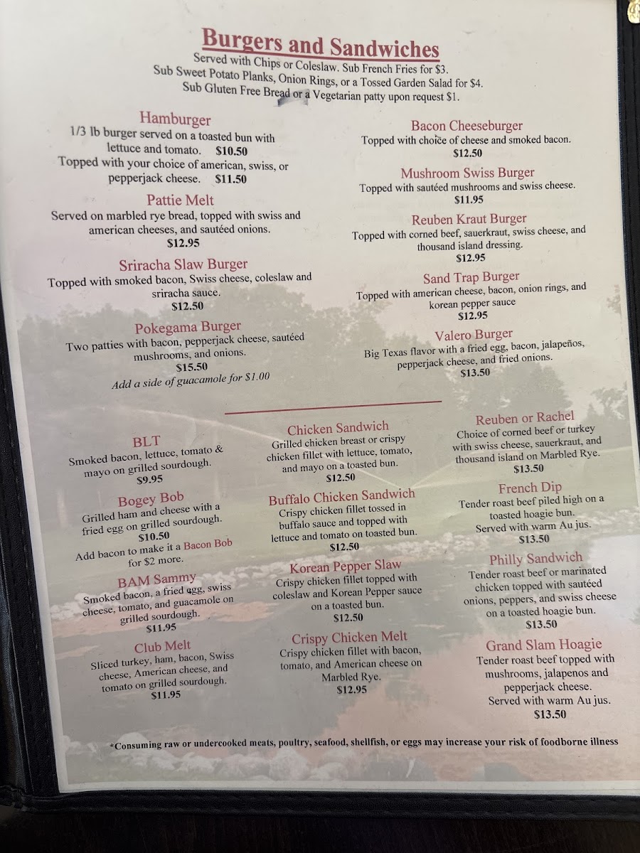 Pokegama Grill menu board