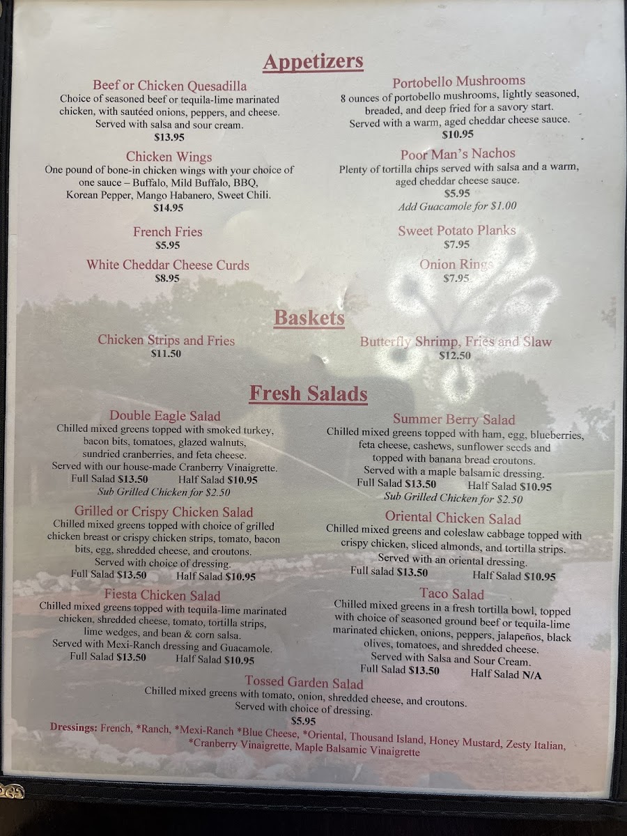 Pokegama Grill menu board