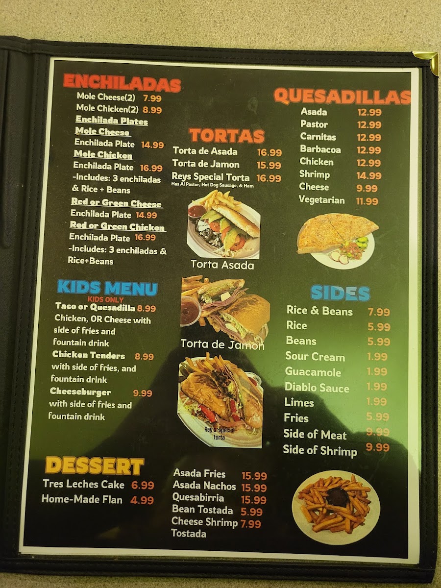 Tres Amigos - Sedona menu board