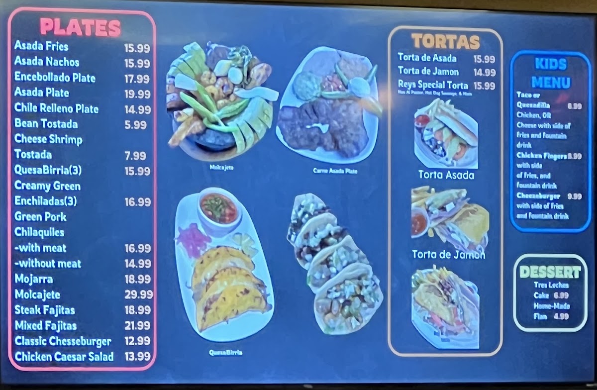 Tres Amigos - Sedona menu board
