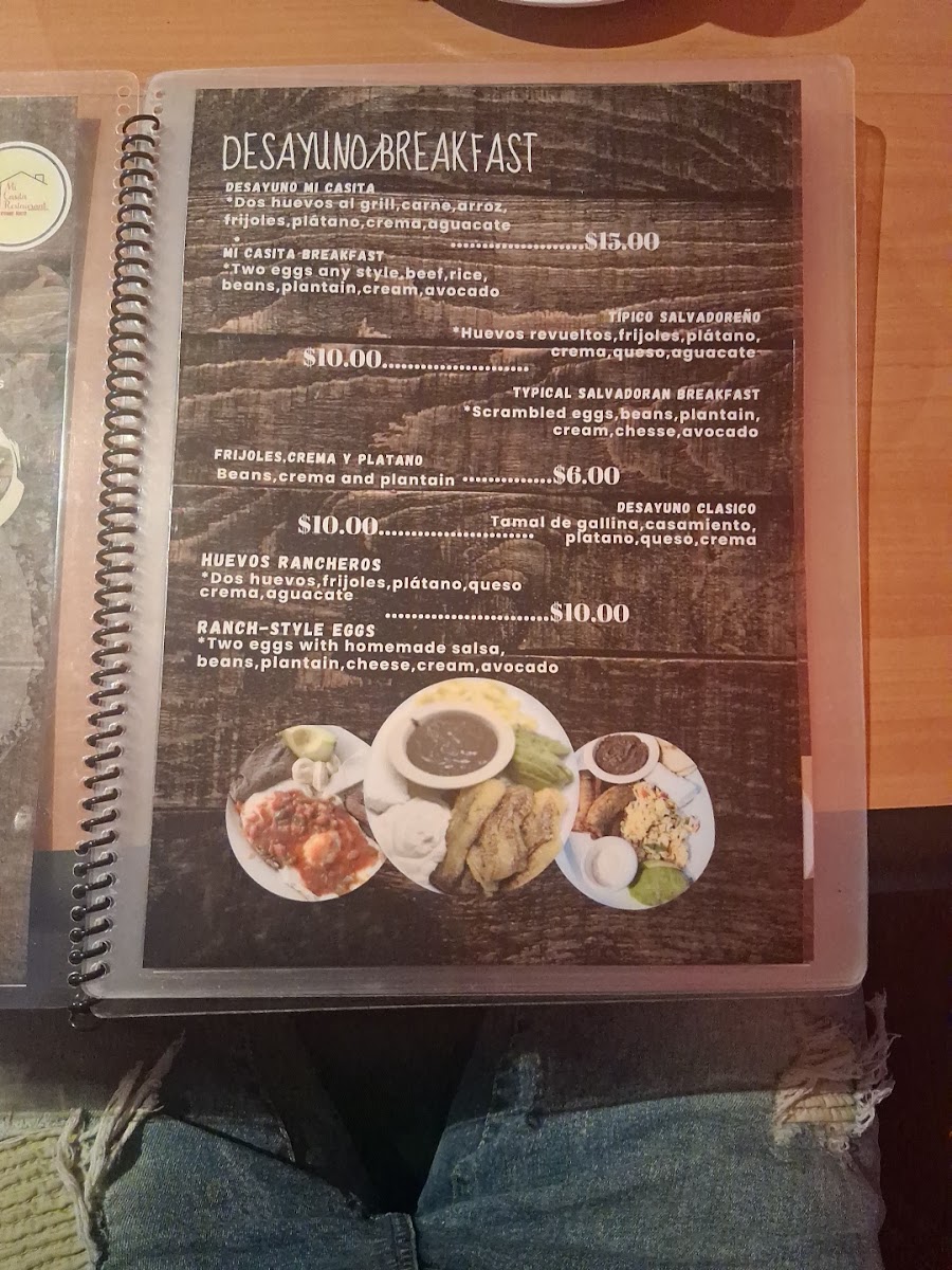 Mi Casita Restaurant menu board