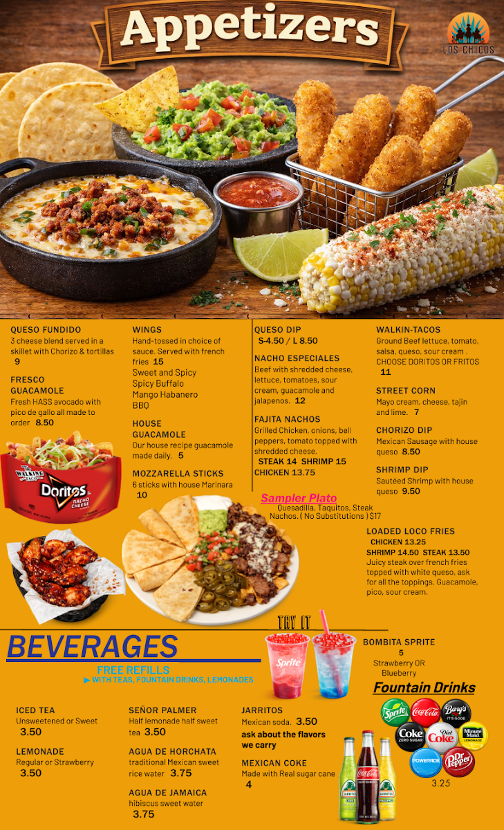 Los Chicos | Tequila Bar & Grill menu board