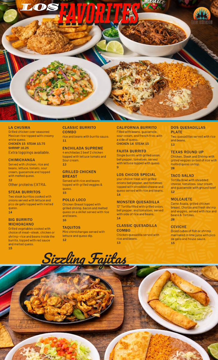Los Chicos | Tequila Bar & Grill menu board
