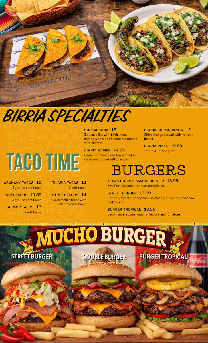 Los Chicos | Tequila Bar & Grill menu board