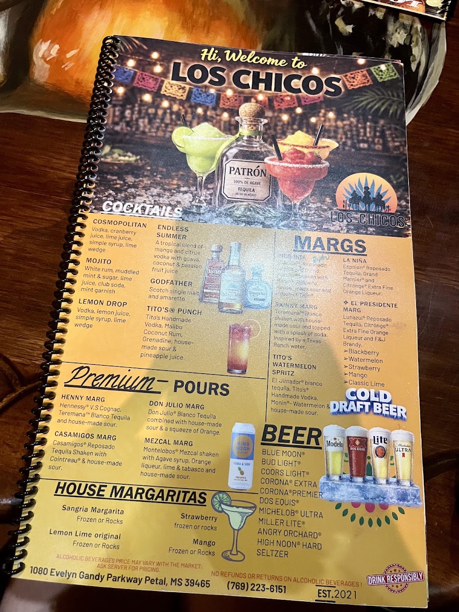 Los Chicos | Tequila Bar & Grill menu board