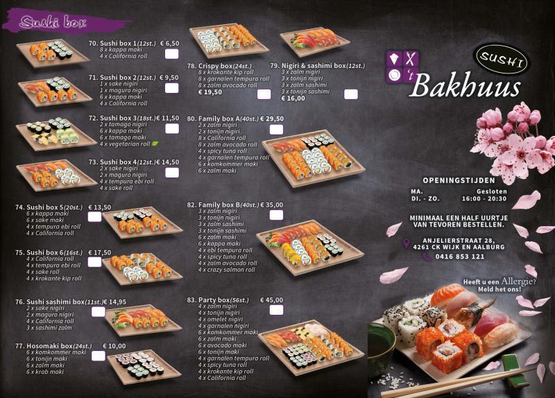 ‘t Bakhuus Aalburg menu board