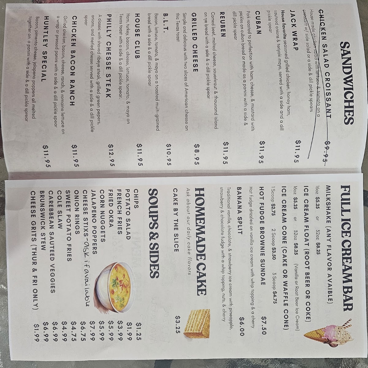 Southern Sass Cafe menu board
