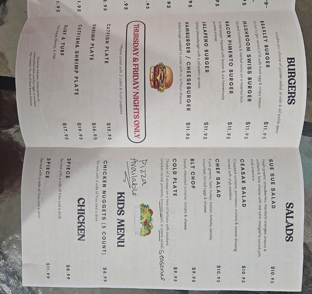 Southern Sass Cafe menu board