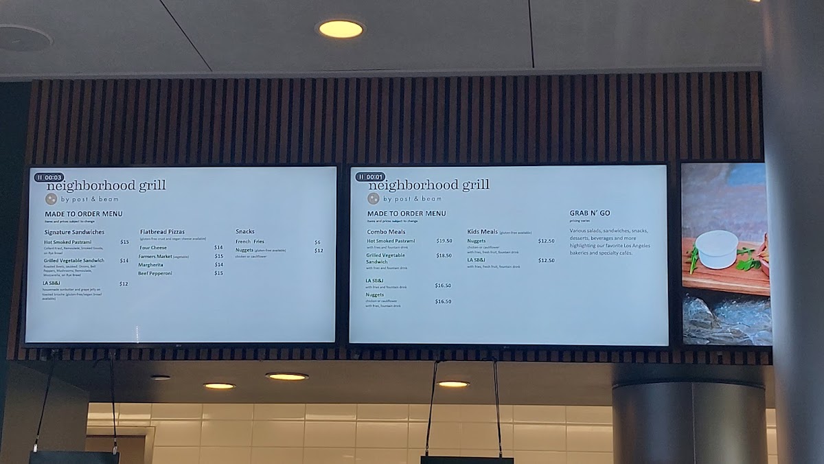 Neighborhood Grill by Post & Beam menu board