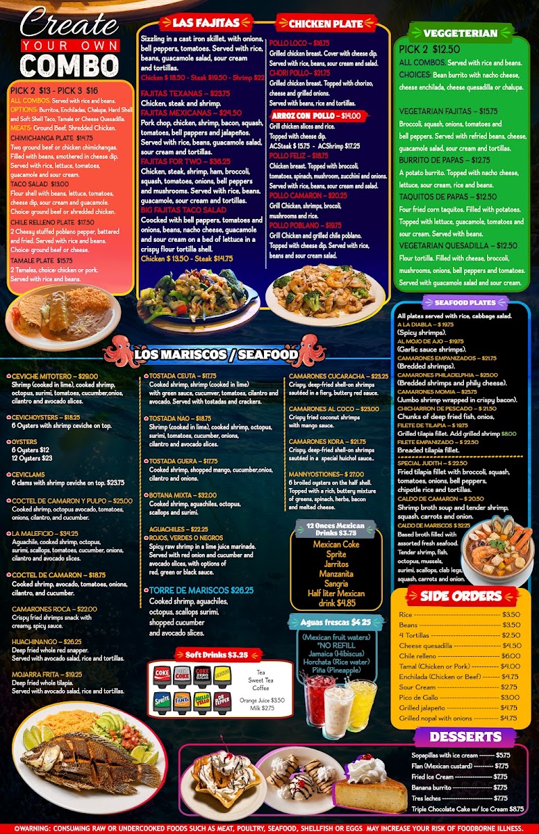 Mi Pueblito Mexican Grill menu board