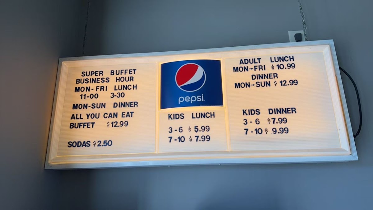 China Wok Super Buffet menu board