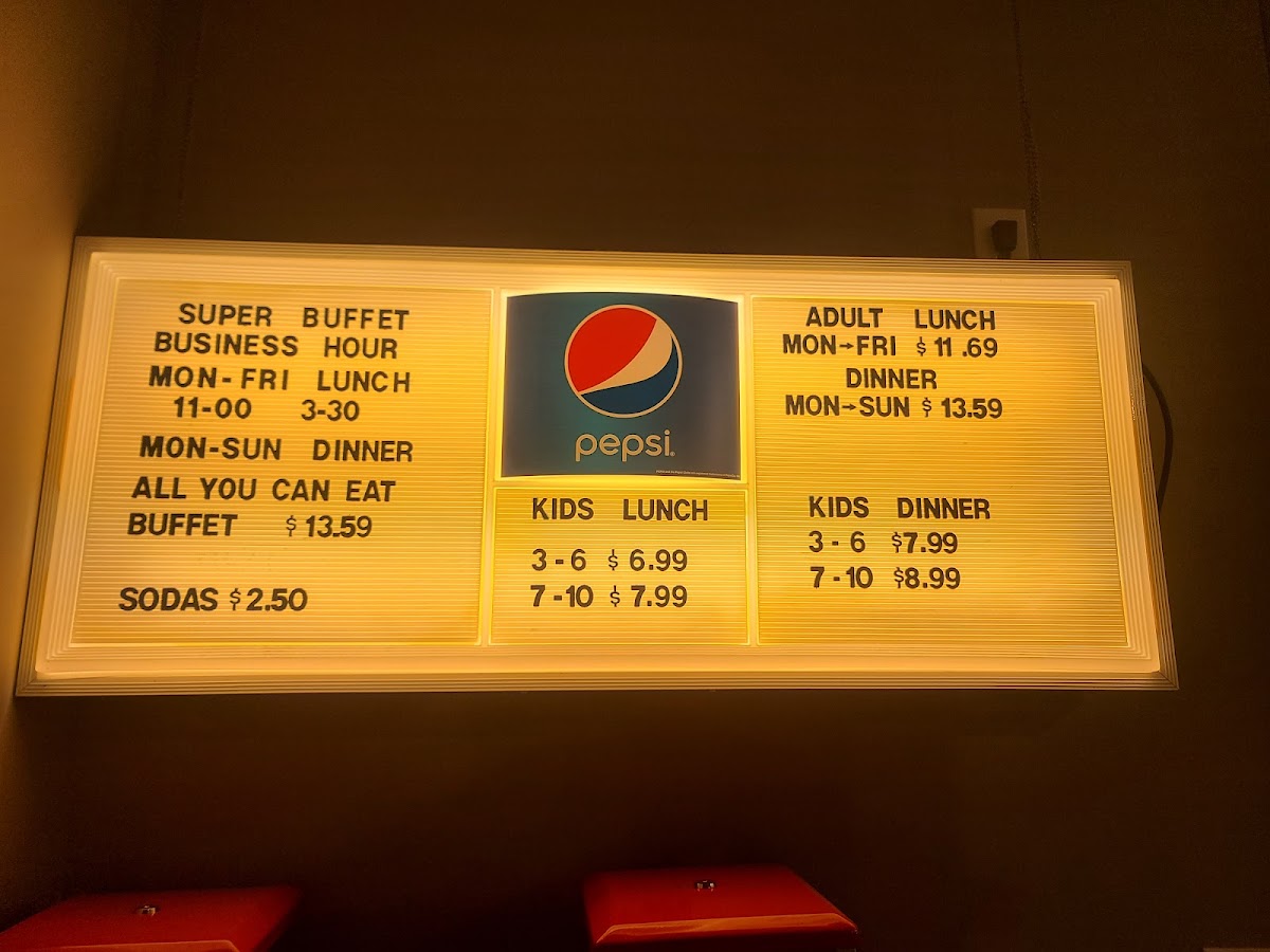 China Wok Super Buffet menu board