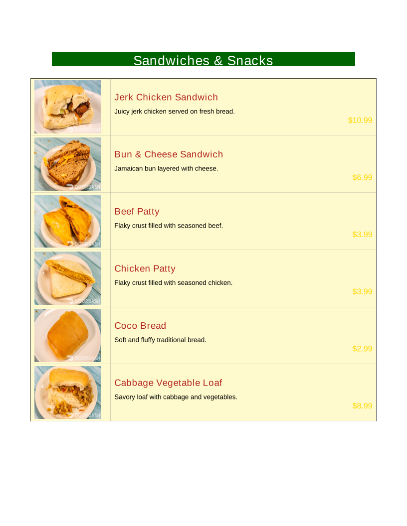 The Izland Jamaican Kitch'n menu board