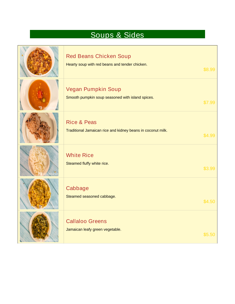 The Izland Jamaican Kitch'n menu board