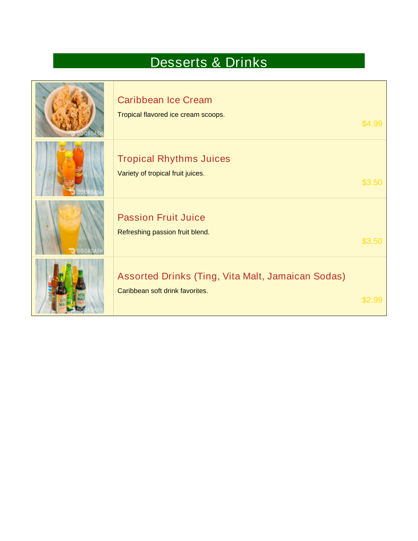 The Izland Jamaican Kitch'n menu board