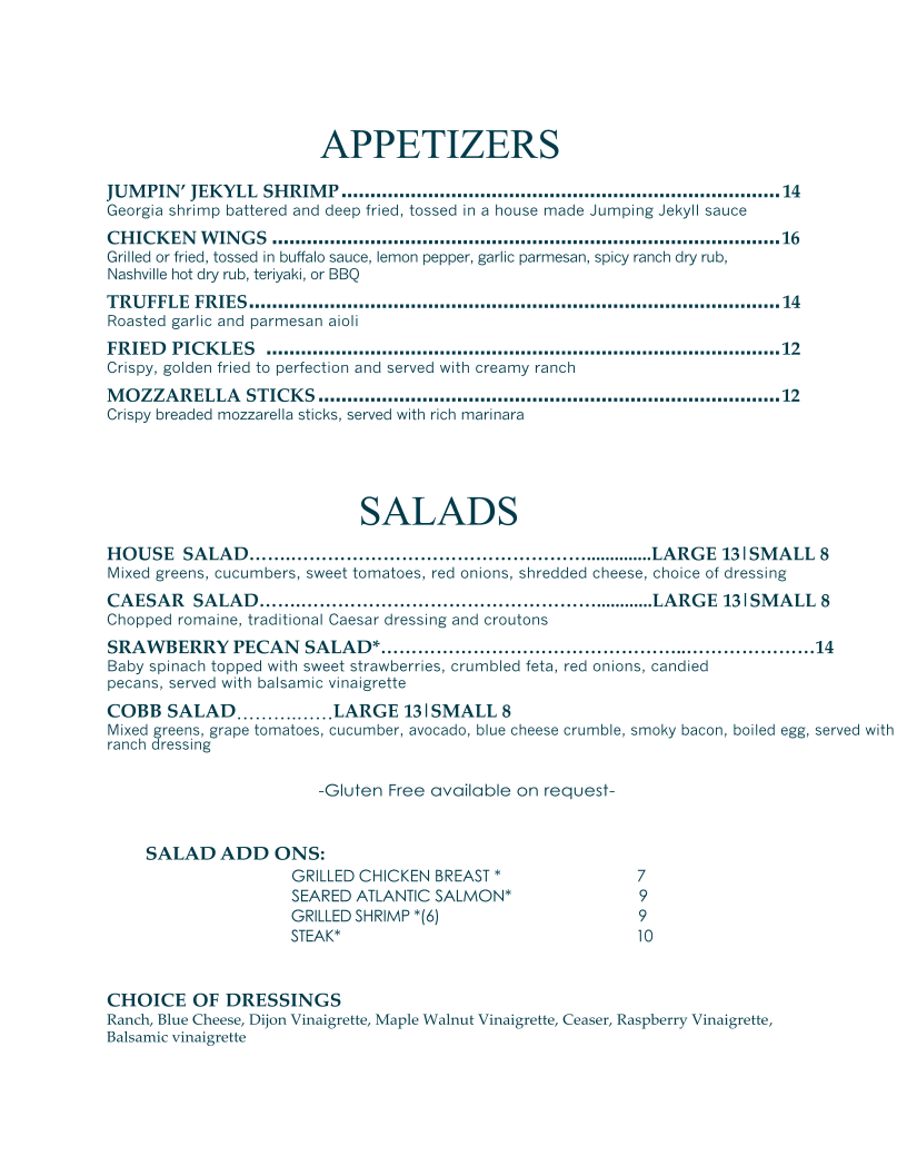 Shore Restaurant menu board