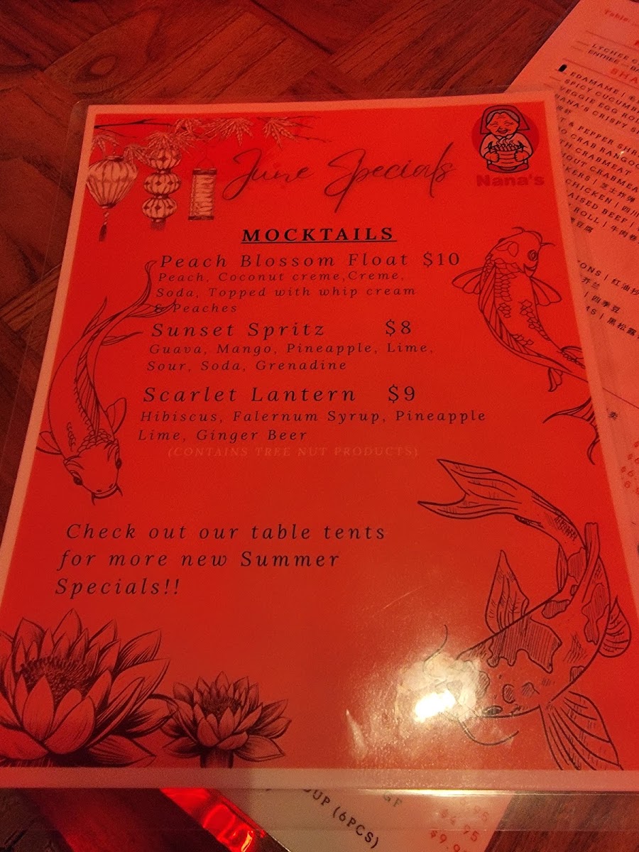 Nana's Dim Sum & Dumplings menu board