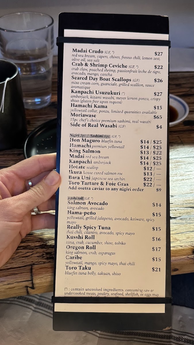 Kusshi menu board