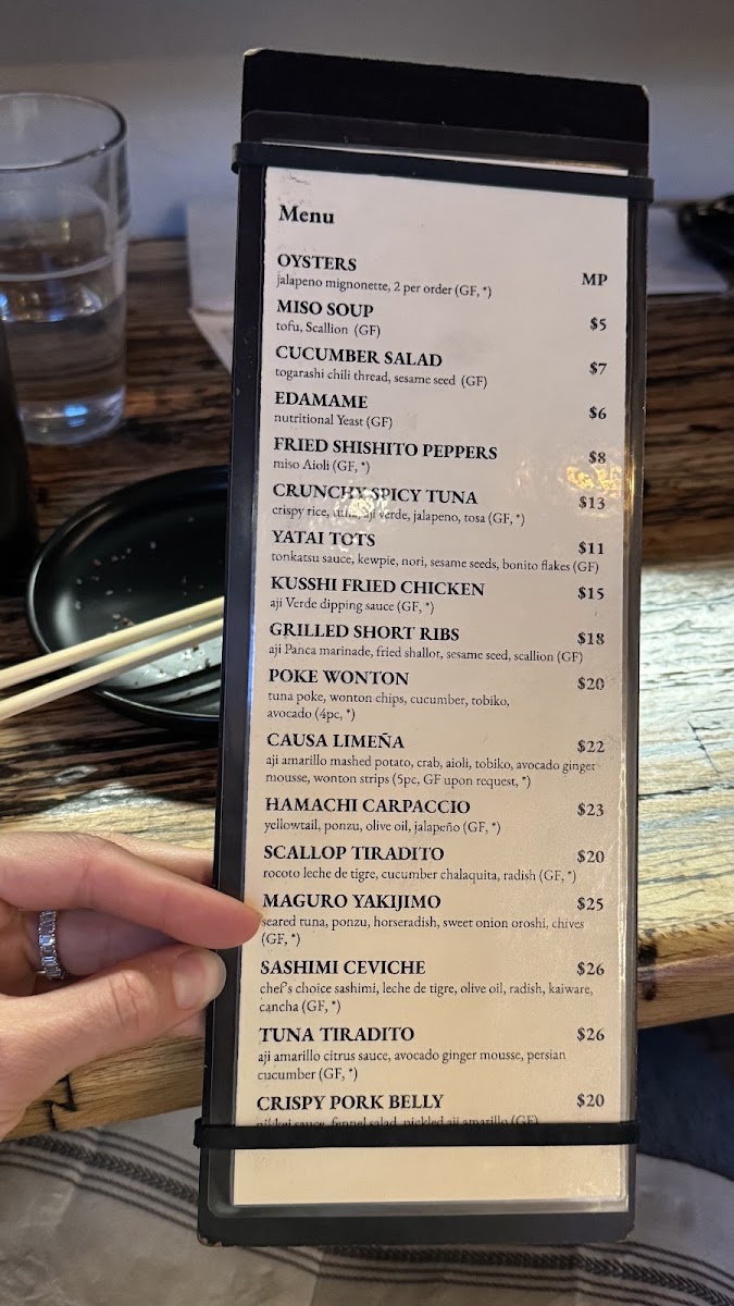 Kusshi menu board