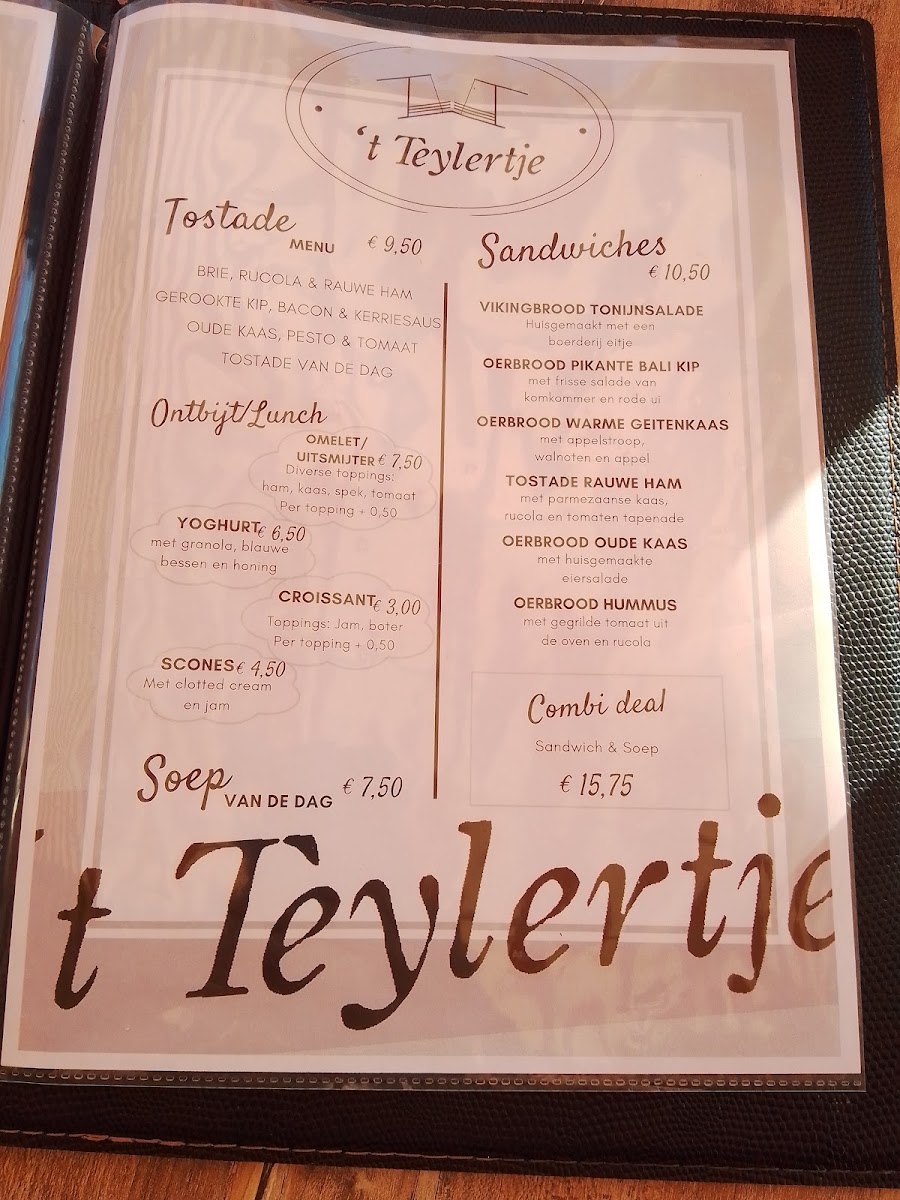 Cafe - Rest 't Teylertje menu board