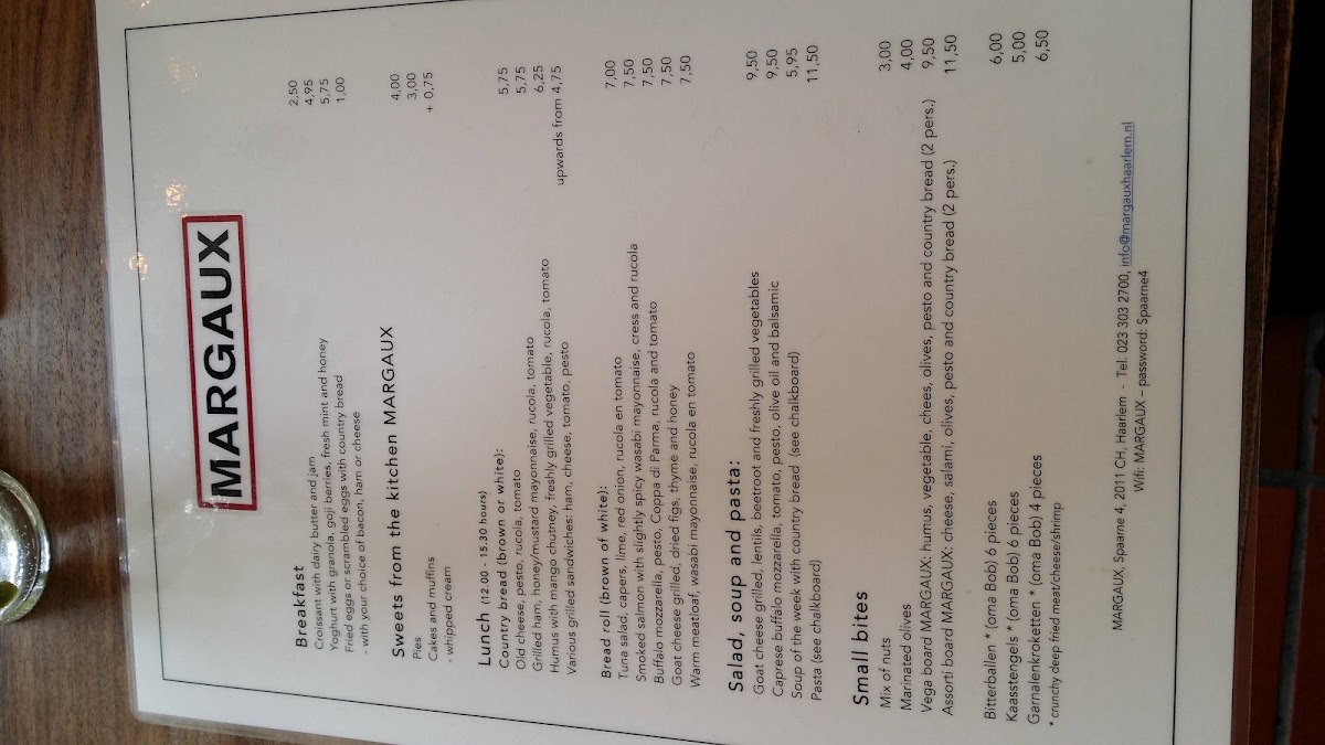 Cafe - Rest 't Teylertje menu board