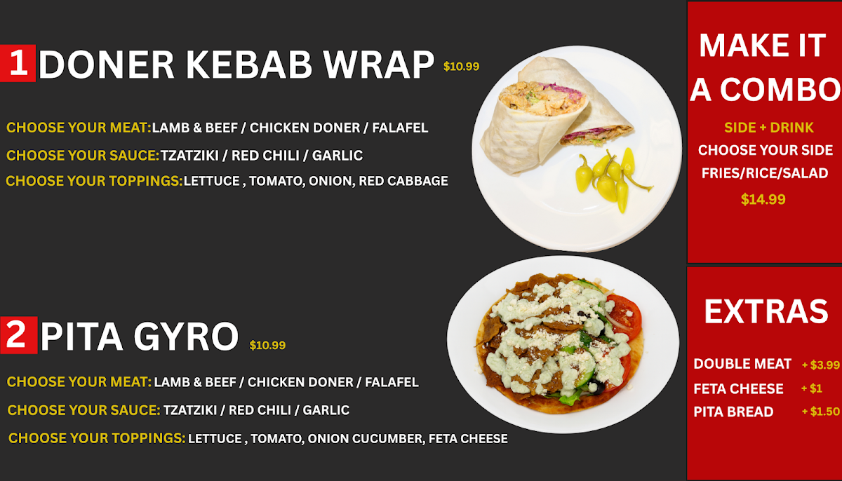 Golden Grill (Greek and Mediterranean Kitchen) menu board
