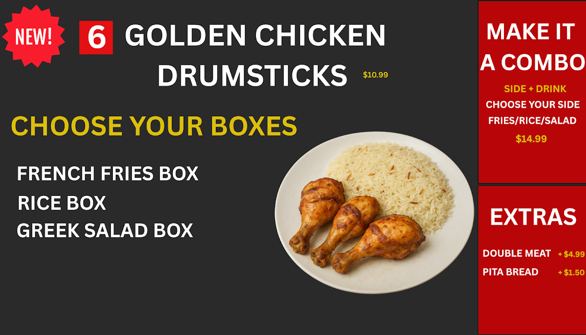 Golden Grill (Greek and Mediterranean Kitchen) menu board