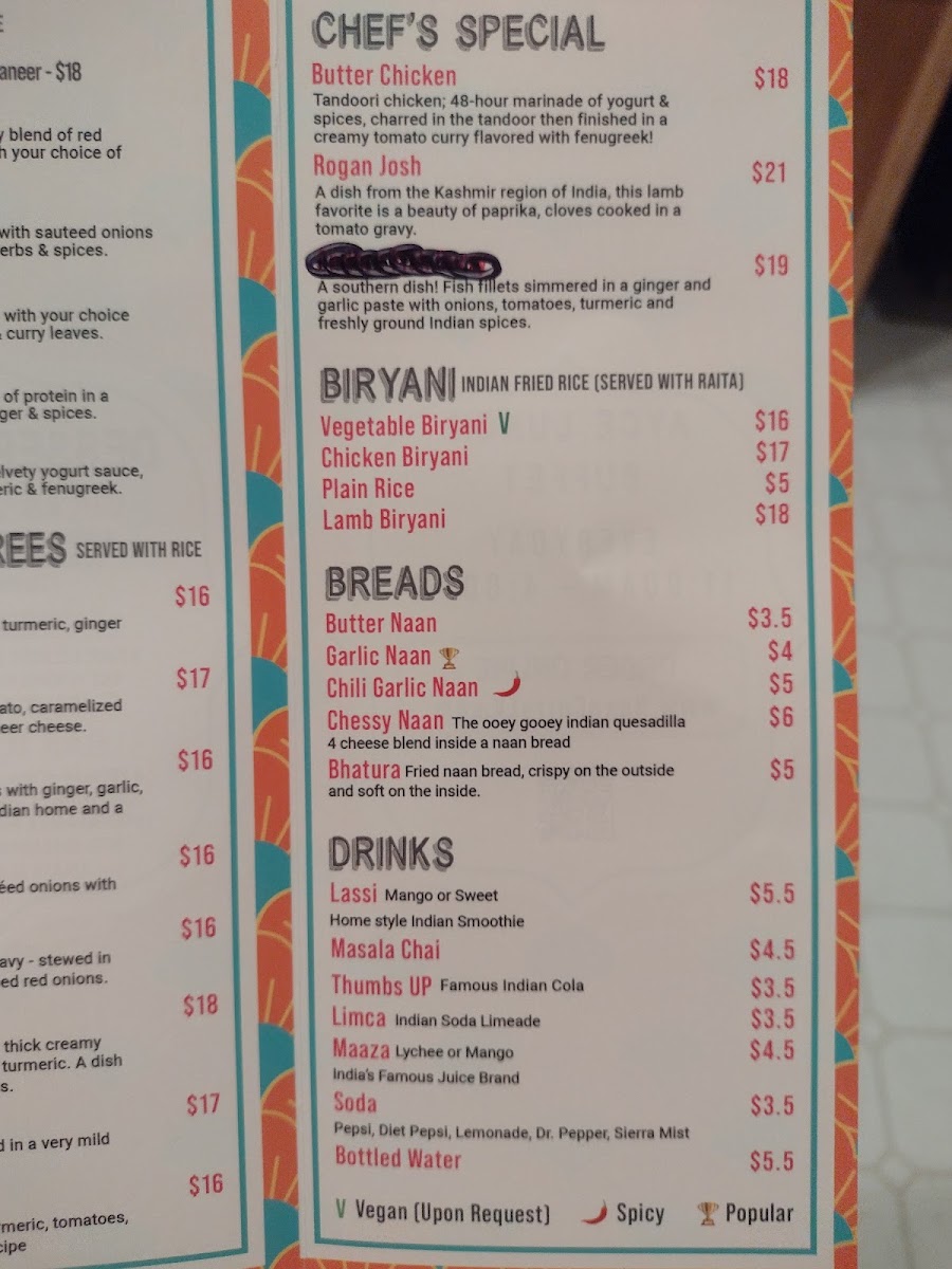Naan & Curry - Indian Food (North Summerlin) menu board