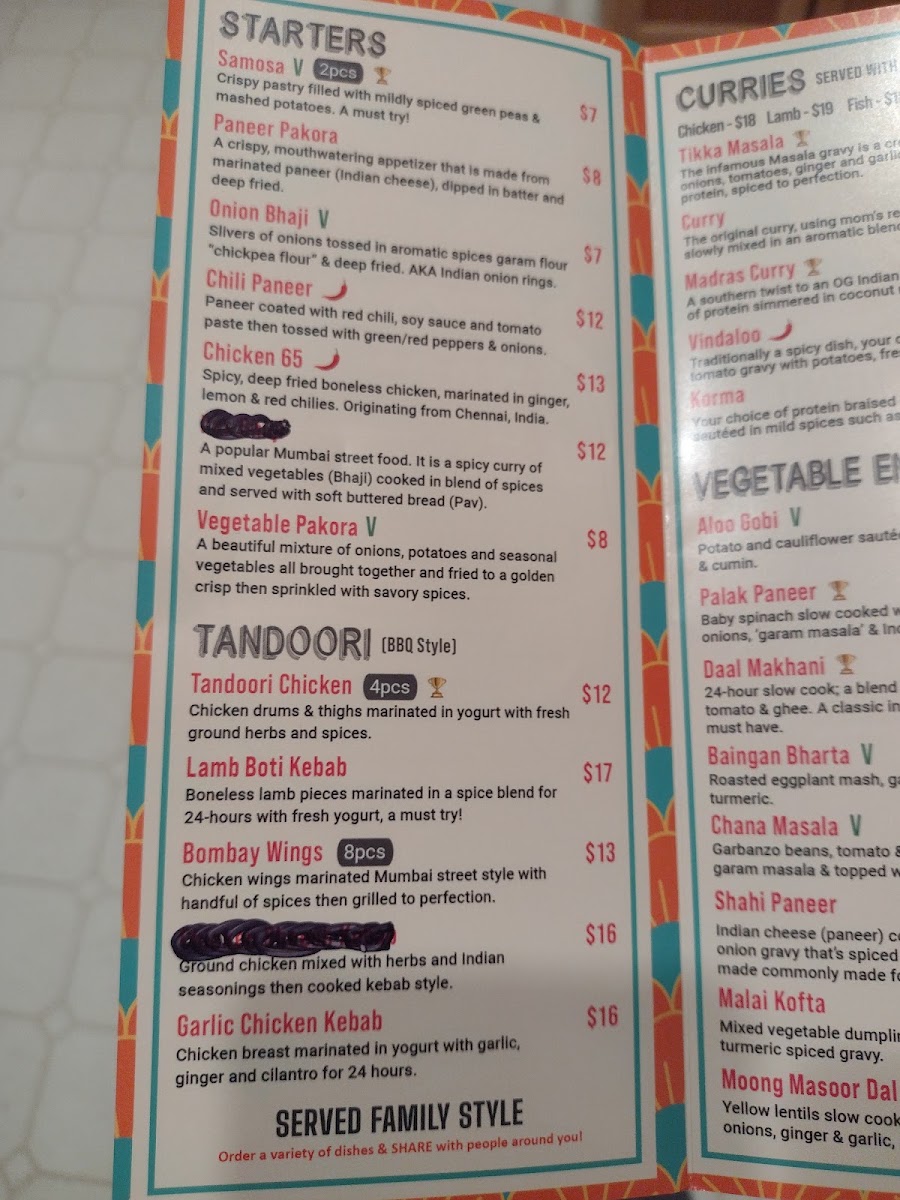 Naan & Curry - Indian Food (North Summerlin) menu board