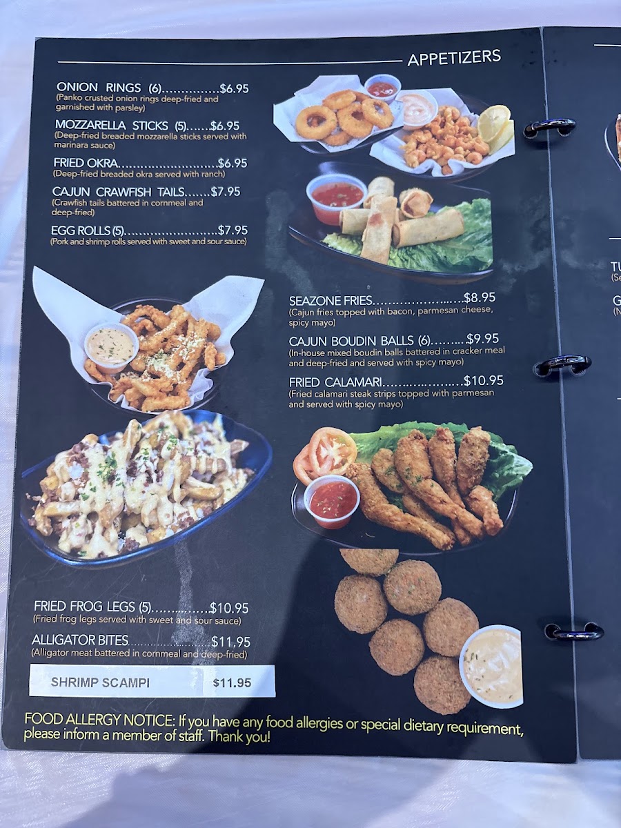 SeaZone Cajun Express menu board