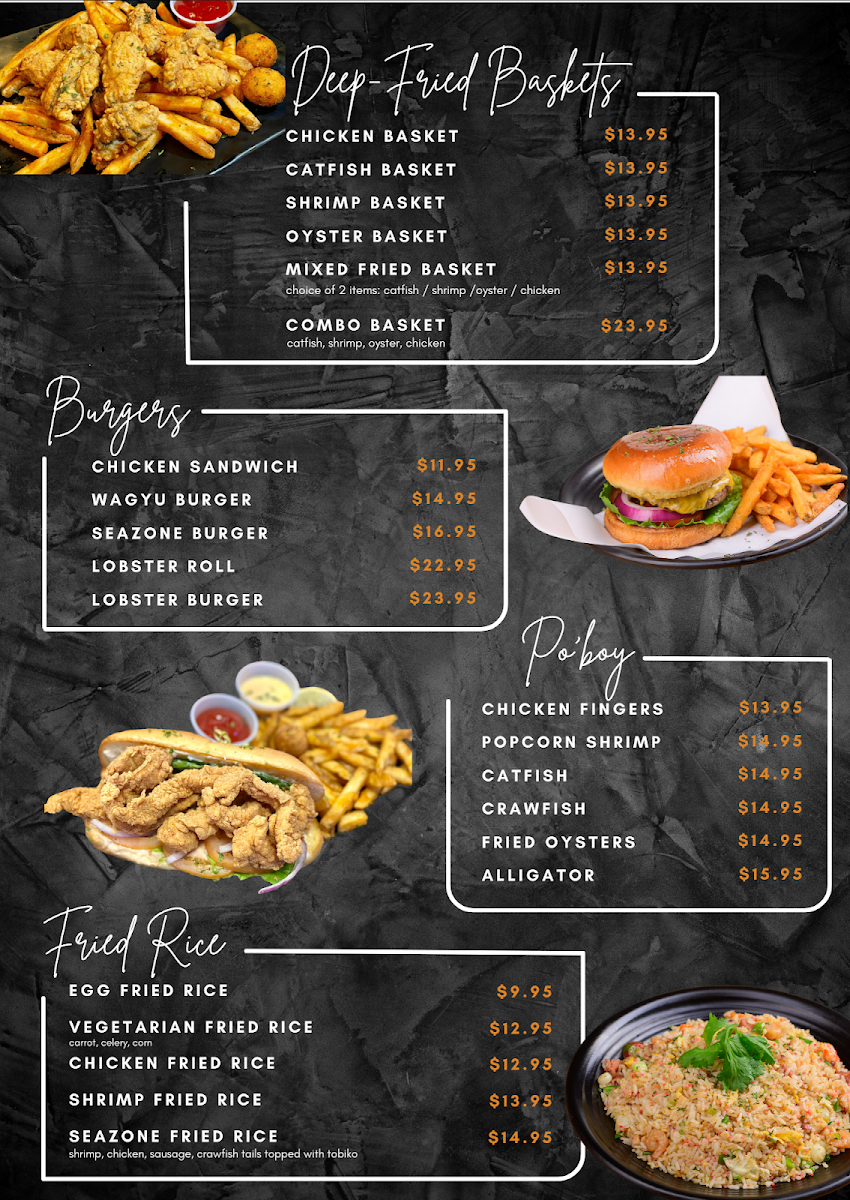 SeaZone Cajun Express menu board