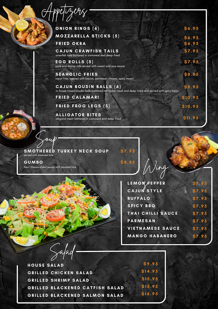 SeaZone Cajun Express menu board
