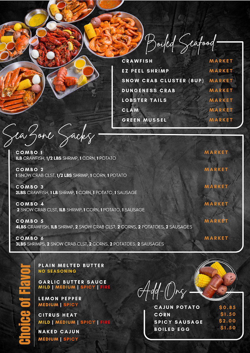 SeaZone Cajun Express menu board
