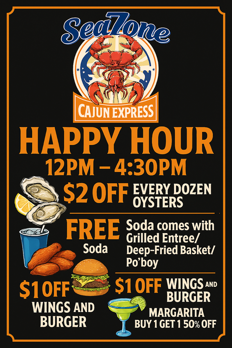 SeaZone Cajun Express menu board