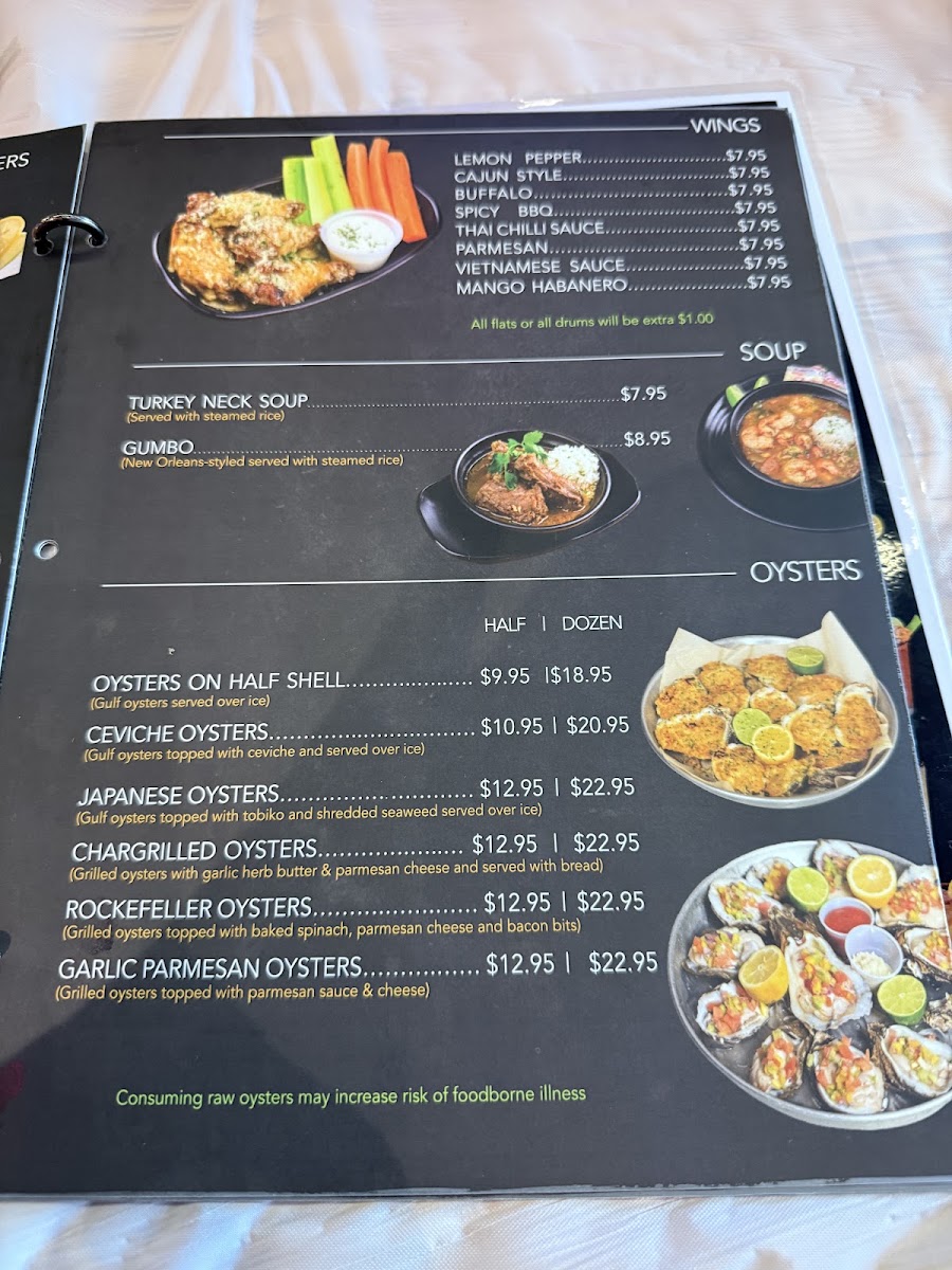 SeaZone Cajun Express menu board