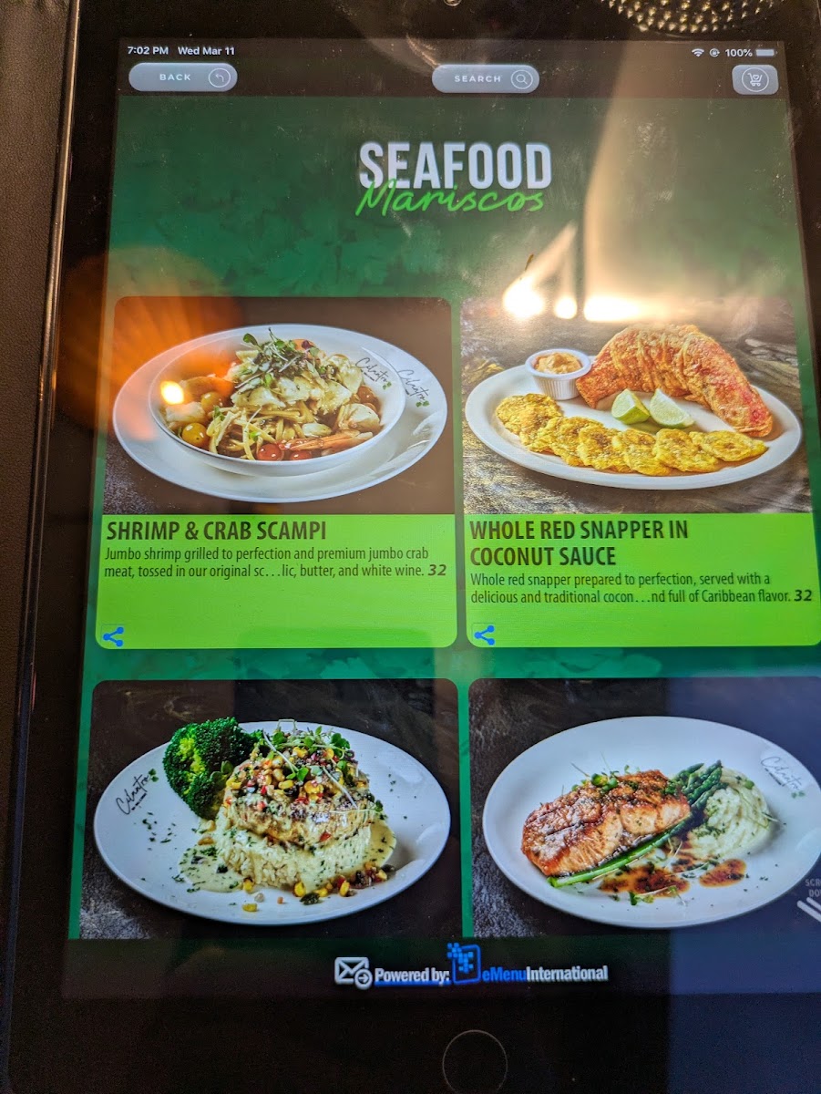 CILANTRO BAR AND GRILL menu board