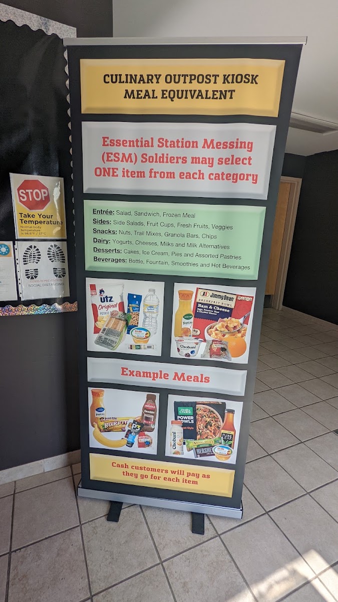 Fort Carson Culinary Outpost - IVY Kiosk menu board