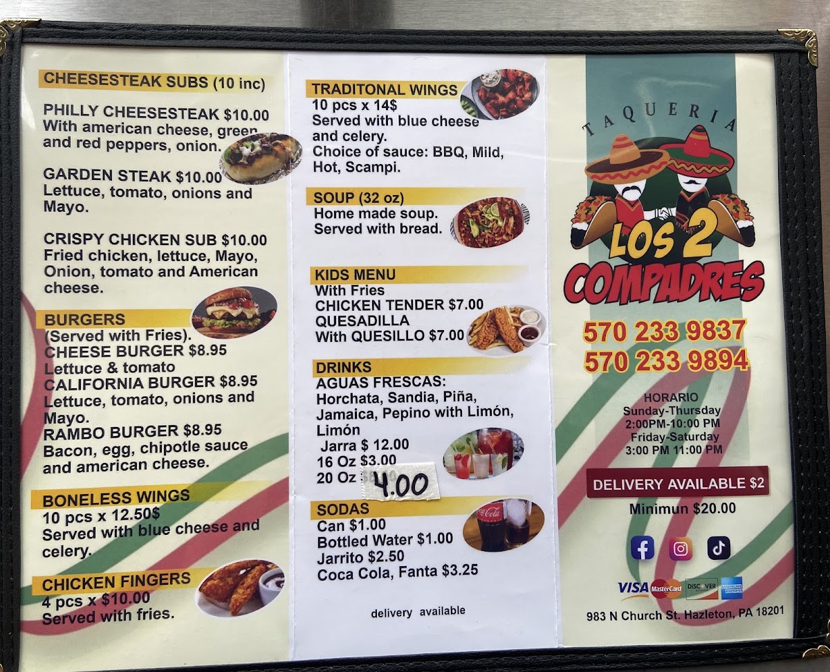 Los Dos Compadres | Mexican Food Truck menu board