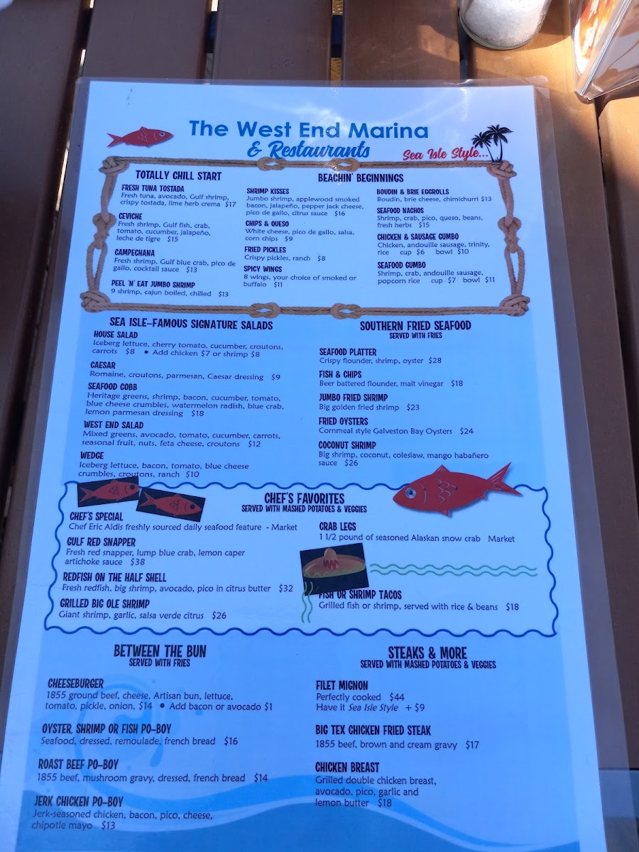 Palapa Bar & Restaurant 2nd floor menu board